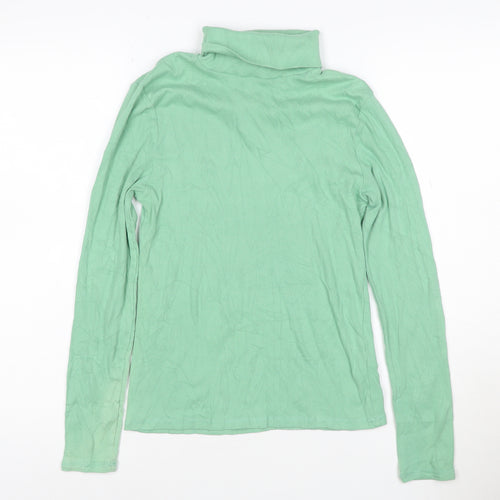 Marks and Spencer Women's Green Roll Neck Cotton Jumper Size 10