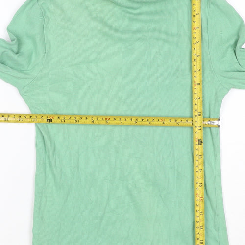 Marks and Spencer Women's Green Roll Neck Cotton Jumper Size 10