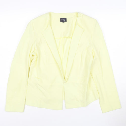Marks and Spencer Women’s Yellow Blazer Size 10 Regular Fit Single-Breasted Cotton Blend Jacket
