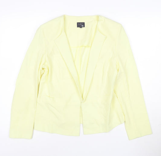 Marks and Spencer Women’s Yellow Blazer Size 10 Regular Fit Single-Breasted Cotton Blend Jacket