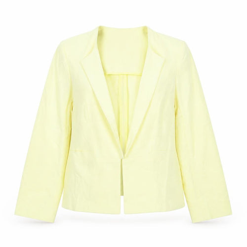 Marks and Spencer Women’s Yellow Blazer Size 10 Regular Fit Single-Breasted Cotton Blend Jacket