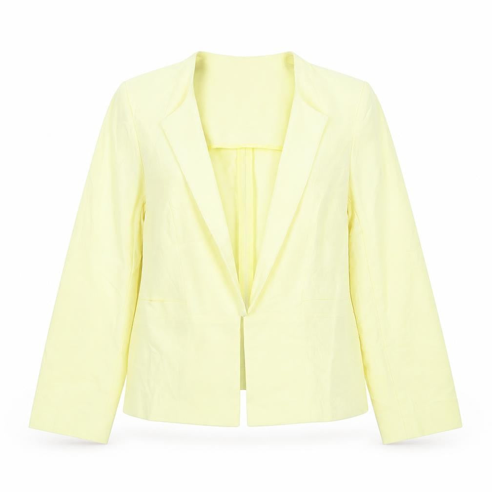 Marks and Spencer Women’s Yellow Blazer Size 10 Regular Fit Single-Breasted Cotton Blend Jacket