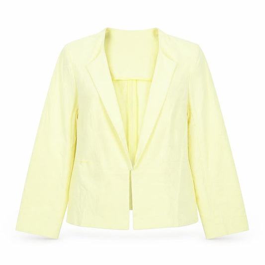 Marks and Spencer Women’s Yellow Blazer Size 10 Regular Fit Single-Breasted Cotton Blend Jacket