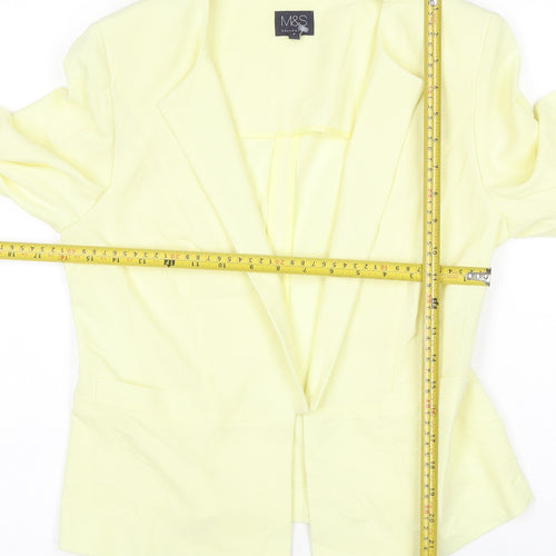 Marks and Spencer Women’s Yellow Blazer Size 10 Regular Fit Single-Breasted Cotton Blend Jacket