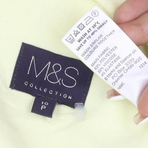 Marks and Spencer Women’s Yellow Blazer Size 10 Regular Fit Single-Breasted Cotton Blend Jacket