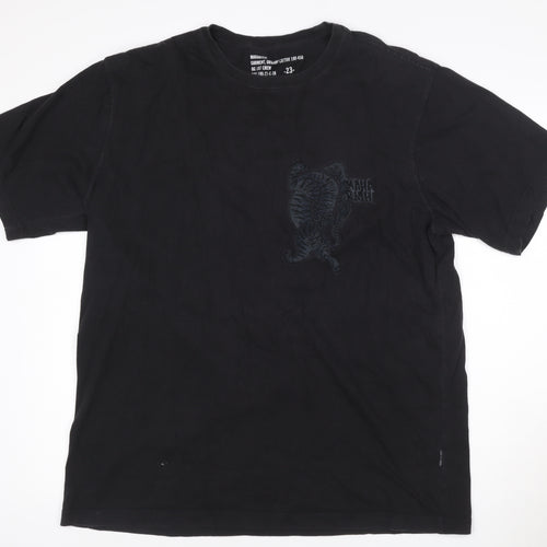 Maharishi Men's Black Organic Cotton XL Embroidered Tiger T-Shirt