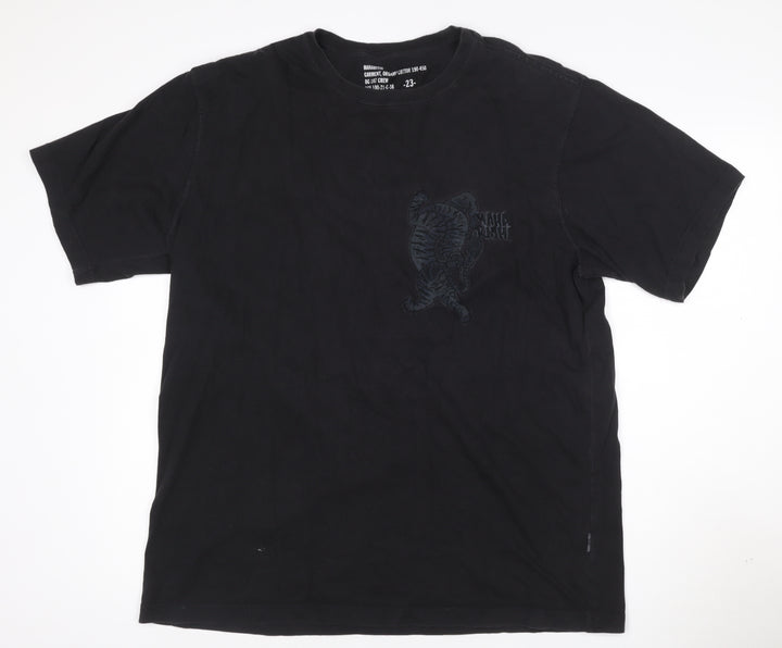 Maharishi Men's Black Organic Cotton XL Embroidered Tiger T-Shirt