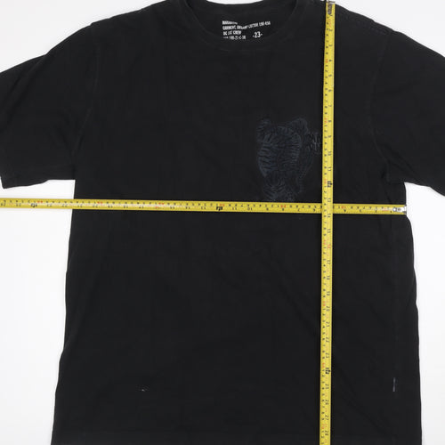 Maharishi Men's Black Organic Cotton XL Embroidered Tiger T-Shirt