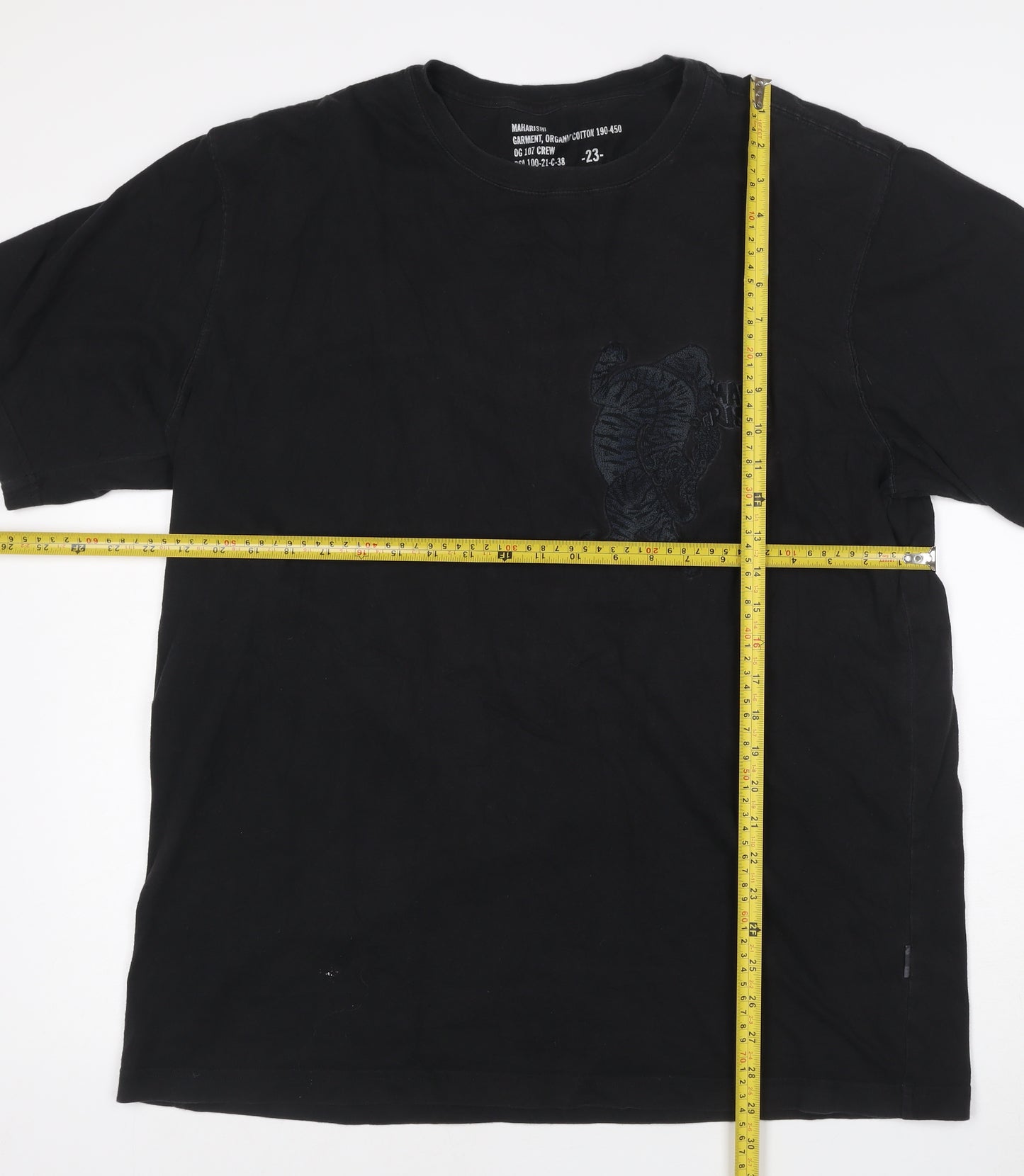 Maharishi Men's Black Organic Cotton XL Embroidered Tiger T-Shirt