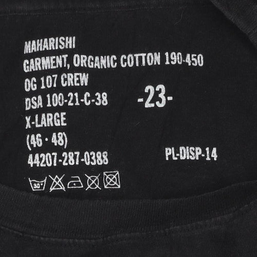 Maharishi Men's Black Organic Cotton XL Embroidered Tiger T-Shirt