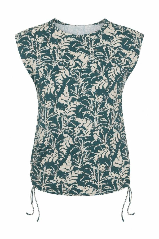 Front view of Phase Eight Women’s Green Floral Tunic Blouse, size UK 10