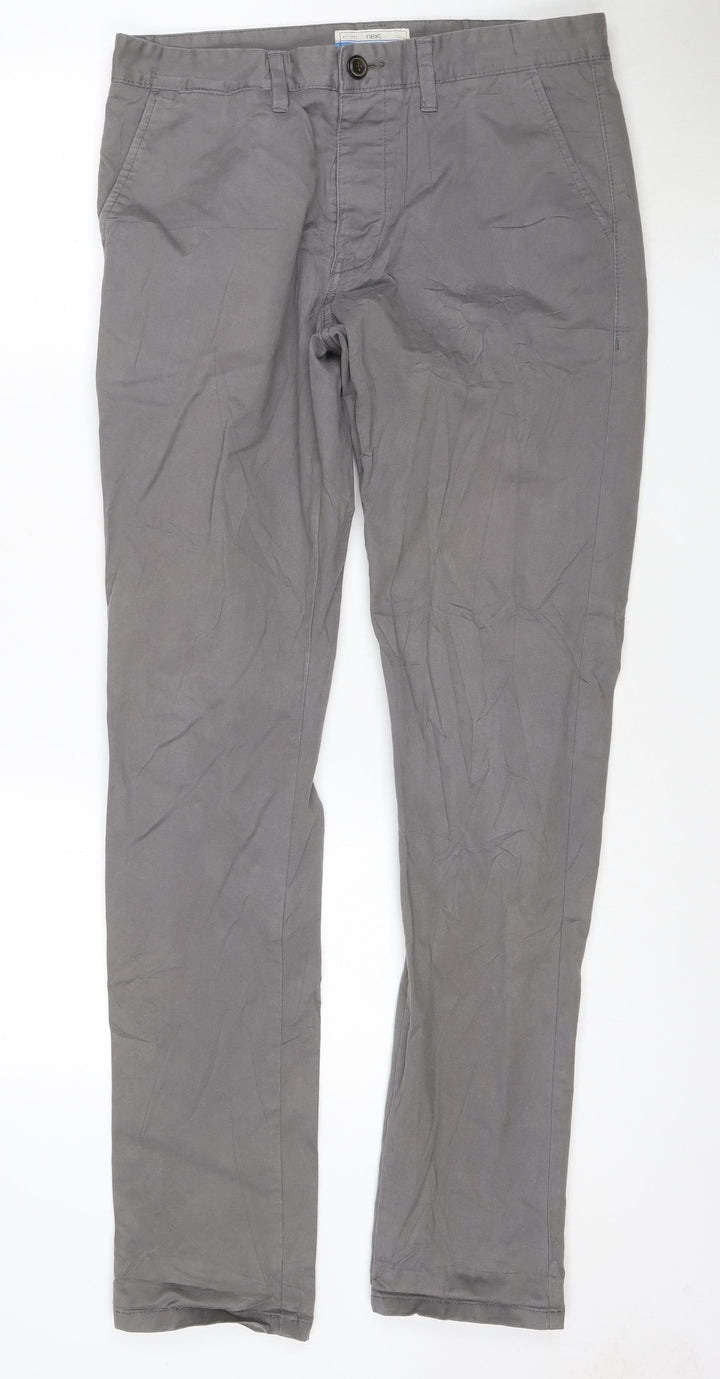 Next Men’s Grey Regular Fit Chino Trousers 33W 32L Cotton Stretch