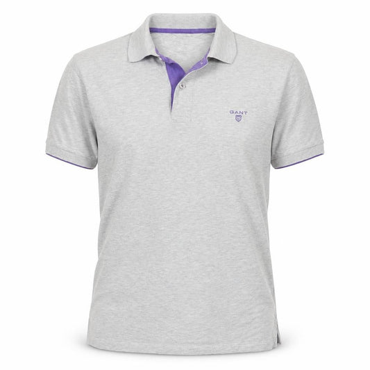 GANT Men's Grey Short Sleeve Polo Shirt Size S Cotton Elastane