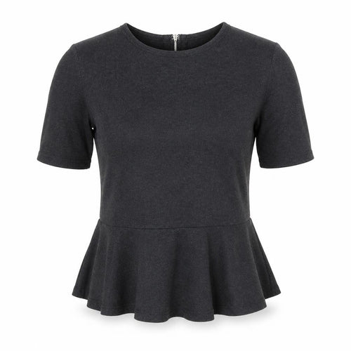 Gap Women’s Black XS Petite Peplum Cotton Short Sleeve Blouse