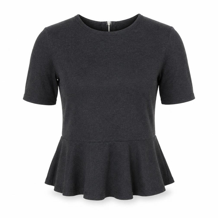 Gap Women’s Black XS Petite Peplum Cotton Short Sleeve Blouse