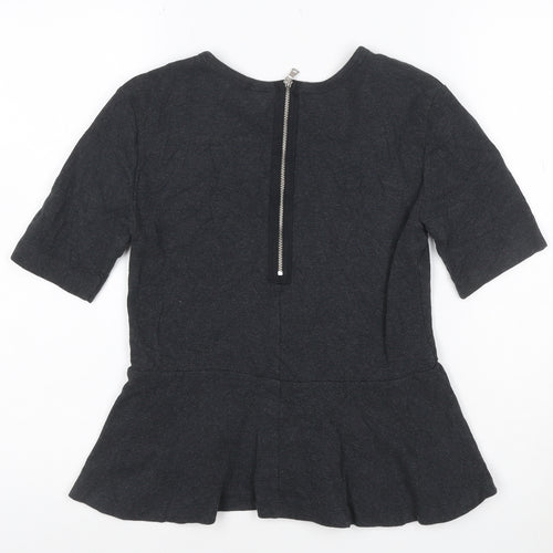 GAP Women’s Black XS Petite Peplum Cotton Short Sleeve Blouse
