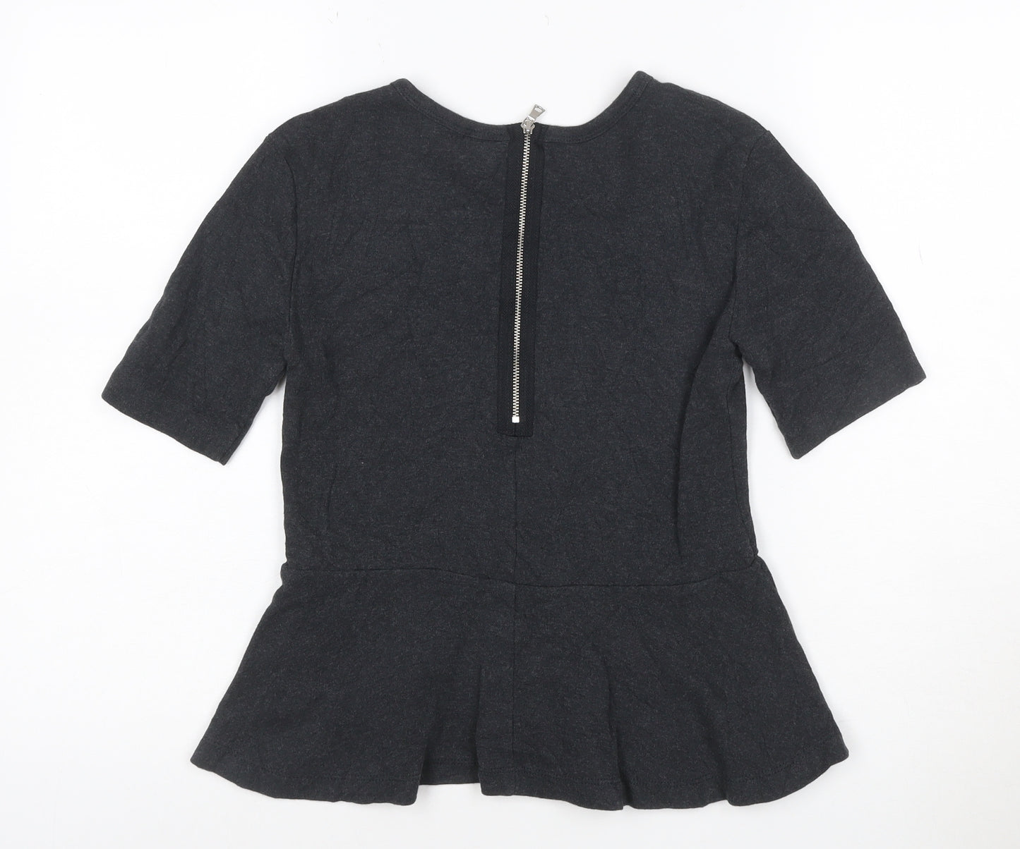 GAP Women’s Black XS Petite Peplum Cotton Short Sleeve Blouse