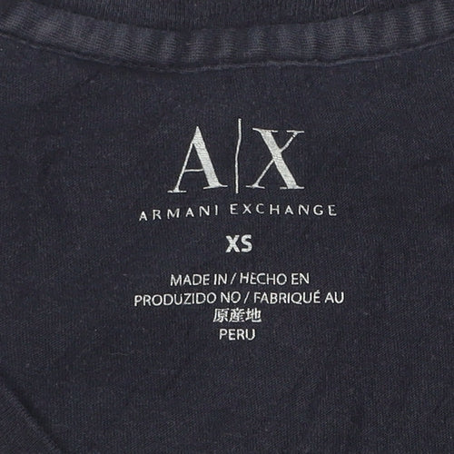 Armani Exchange Womens Black XS V-Neck Angel Wing Graphic Cotton T-Shirt
