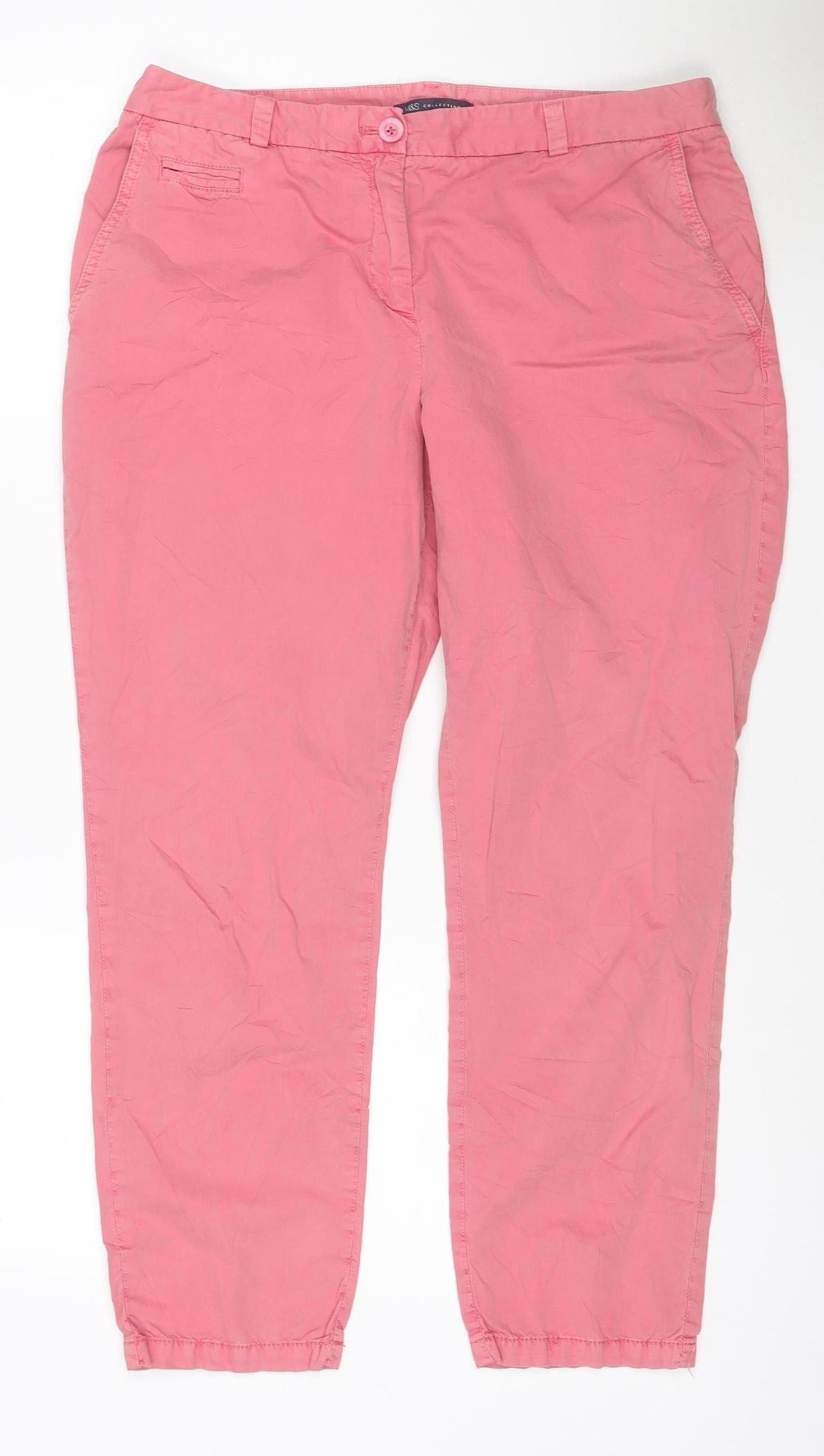 Marks and Spencer Women Pink Straight Cotton Jeans Size 14