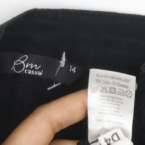 BM Casual Womens Black Cropped Stretch Jeans Size 14