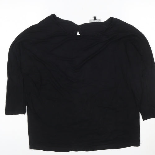 Warehouse Women's Black 3/4 Sleeve Viscose Blouse UK 8