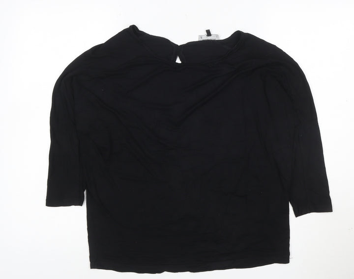 Warehouse Women's Black 3/4 Sleeve Viscose Blouse UK 8