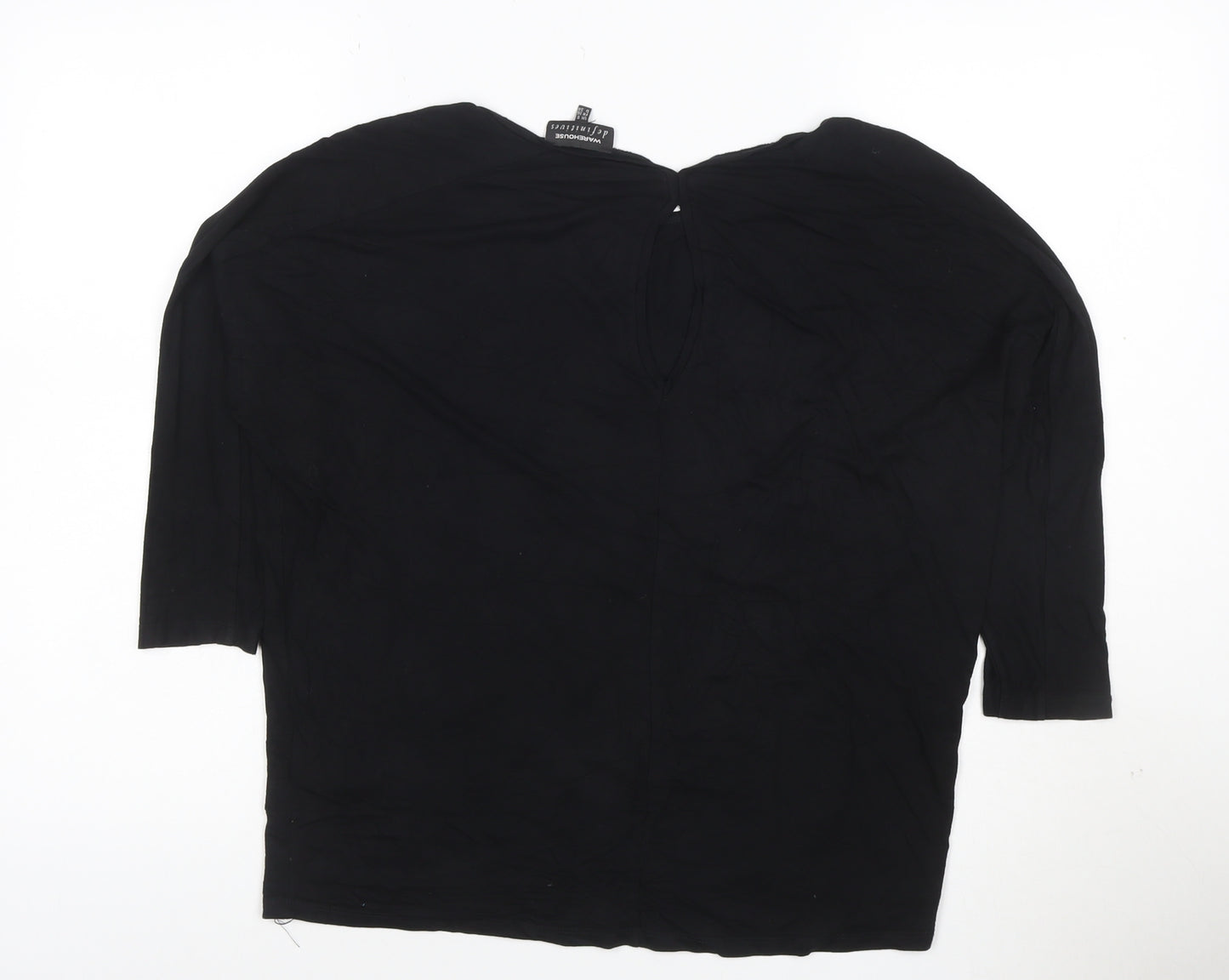Warehouse Women's Black 3/4 Sleeve Viscose Blouse UK 8
