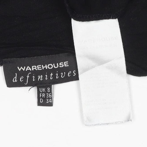Warehouse Women's Black 3/4 Sleeve Viscose Blouse UK 8