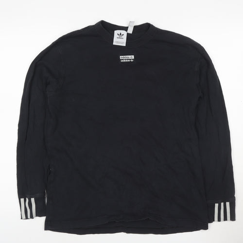 Adidas Men's Black Pullover Sweatshirt M Logo Graphic Cotton