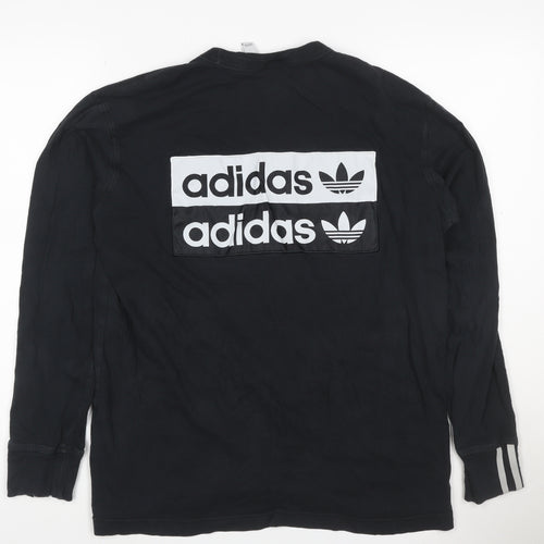 Adidas Men's Black Pullover Sweatshirt M Logo Graphic Cotton