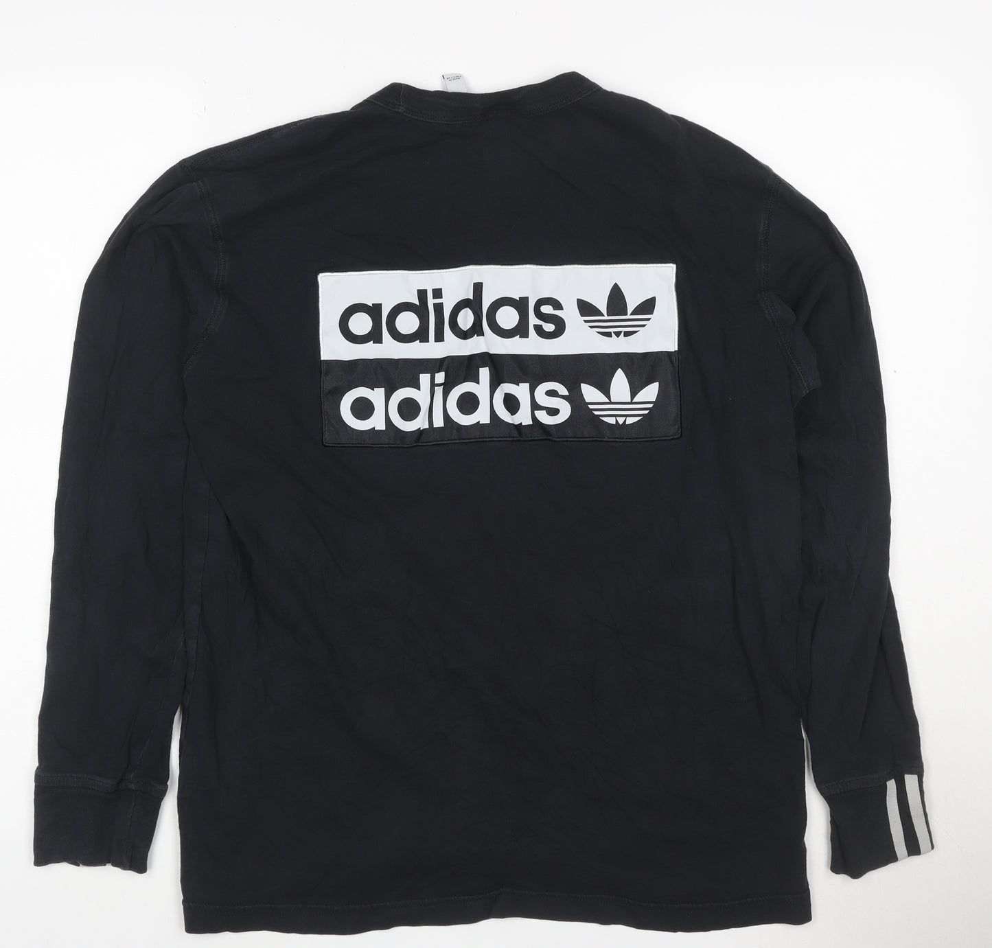 Adidas Men's Black Pullover Sweatshirt M Logo Graphic Cotton