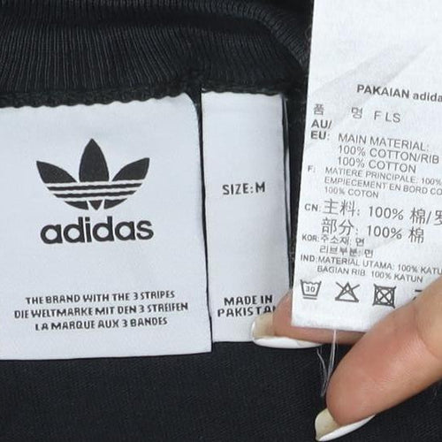 Adidas Men's Black Pullover Sweatshirt M Logo Graphic Cotton