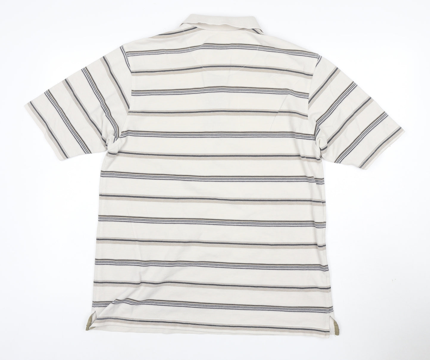 West Rock Men's Beige Striped Polo Shirt Size L Cotton Blend