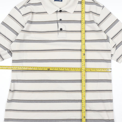 West Rock Men's Beige Striped Polo Shirt Size L Cotton Blend