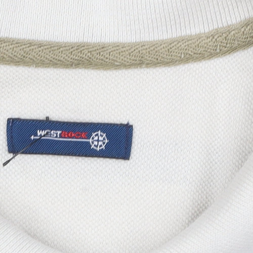West Rock Men's Beige Striped Polo Shirt Size L Cotton Blend