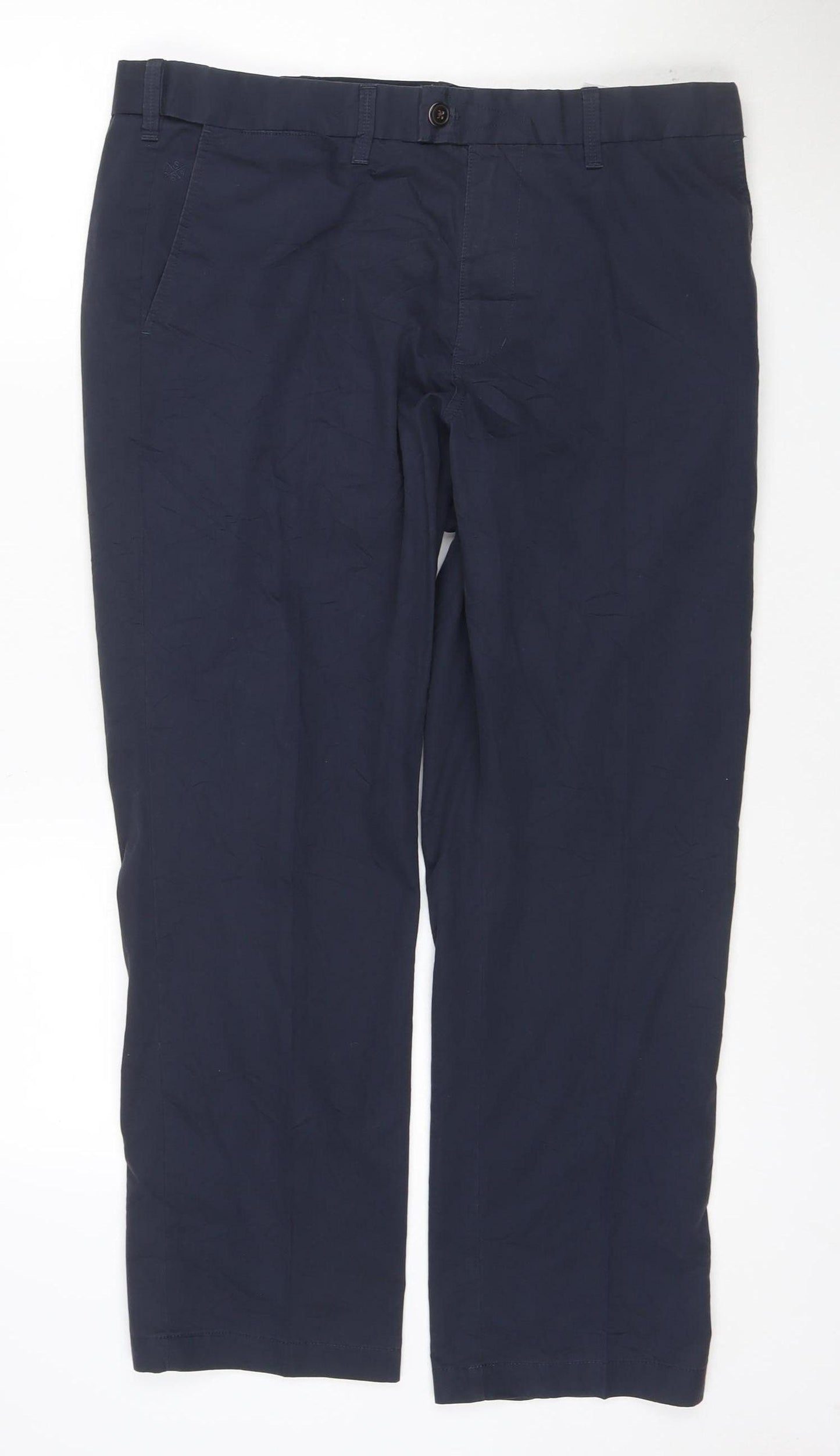 Marks and Spencer Men's Blue Chino Trousers 36W 29L Cotton Blend
