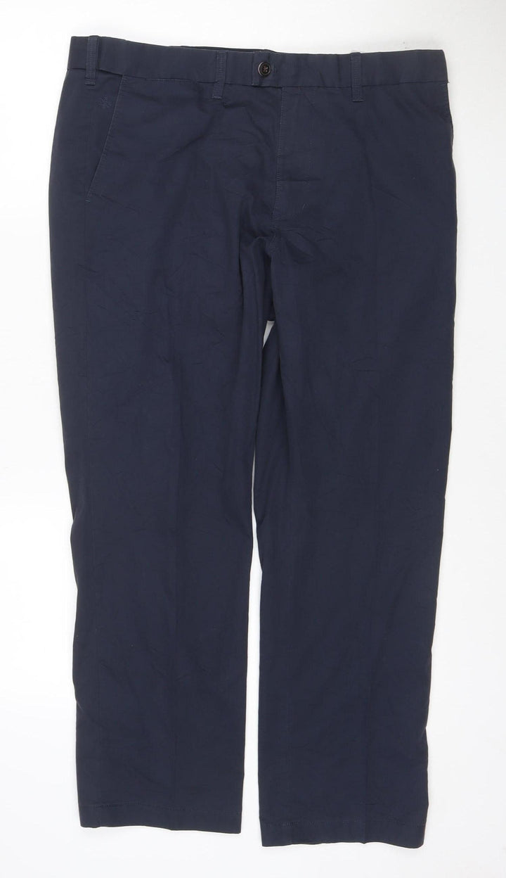 Marks and Spencer Men's Blue Chino Trousers 36W 29L Cotton Blend