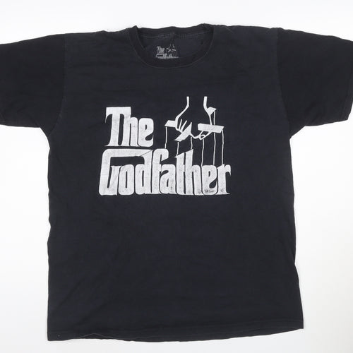 The Godfather Men's Black Cotton Graphic Print T-Shirt Size L