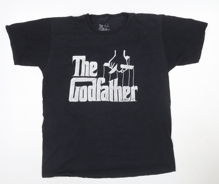 The Godfather Men's Black Cotton Graphic Print T-Shirt Size L