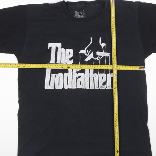 The Godfather Men's Black Cotton Graphic Print T-Shirt Size L