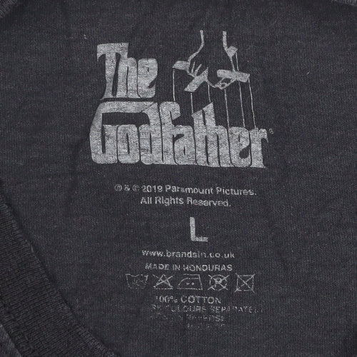 The Godfather Men's Black Cotton Graphic Print T-Shirt Size L
