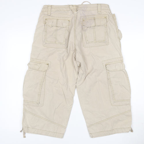 SoulCal Men's Beige Cargo Trousers M Lightweight Cotton Drawstring
