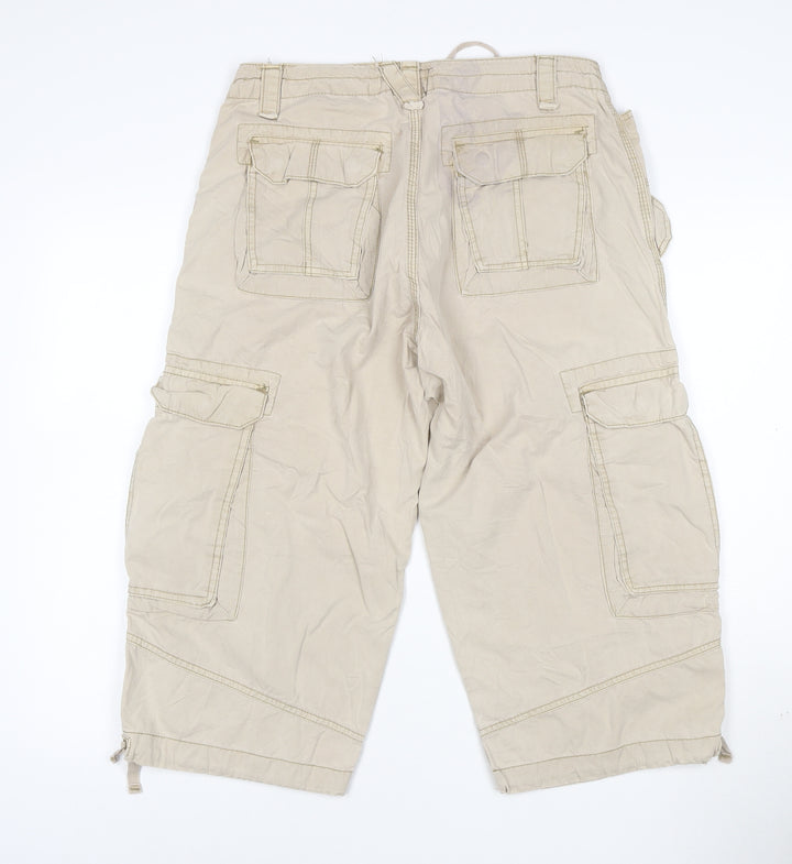 SoulCal Men's Beige Cargo Trousers M Lightweight Cotton Drawstring