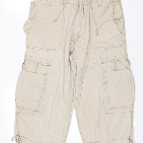 SoulCal Men's Beige Cargo Trousers M Lightweight Cotton Drawstring