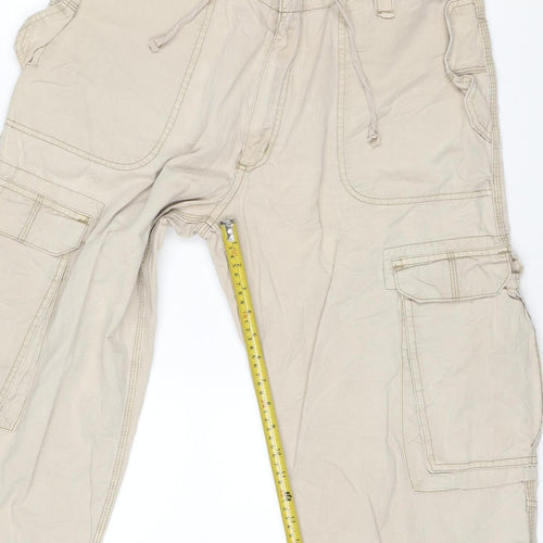 SoulCal Men's Beige Cargo Trousers M Lightweight Cotton Drawstring