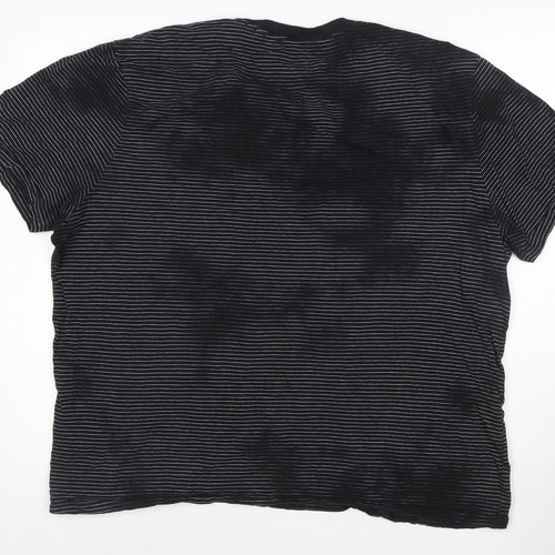 AllSaints Men's Black Striped Crew Neck T-Shirt XL Organic Cotton
