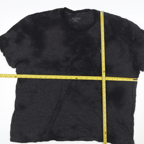 AllSaints Men's Black Striped Crew Neck T-Shirt XL Organic Cotton