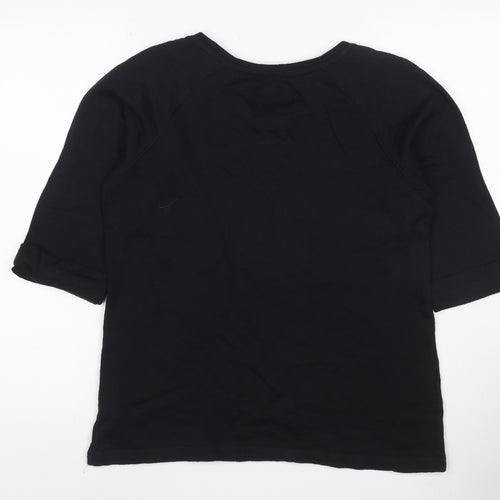 Marks and Spencer Women’s Black Sequin Striped 3/4 Sleeve T-Shirt Size 14