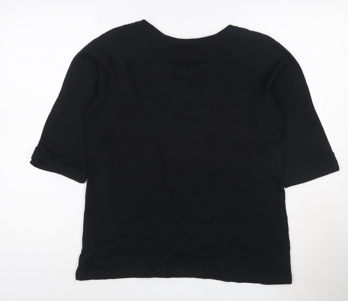 Marks and Spencer Women’s Black Sequin Striped 3/4 Sleeve T-Shirt Size 14