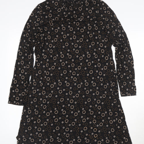 Marks and Spencer Women’s Black Floral Shift Dress Size 14 Long Sleeve
